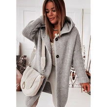 Load image into Gallery viewer, Buckle Hooded Collar Sweater Cardigan Outerwear
