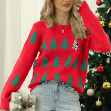 Load image into Gallery viewer, Christmas Tree Graphic Long Sleeve Crewneck Knitted Tops Pullover Sweater
