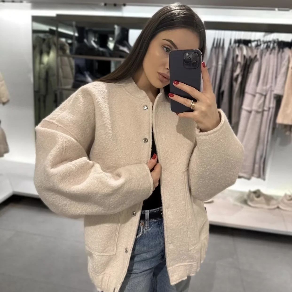 Oversize Stand Up Bomber Jacket