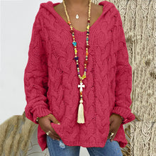 Load image into Gallery viewer, Baggy Casual Knitwear Tops Hooded Jumper Long Sleeve V Neck Loose Sweater

