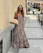 Load image into Gallery viewer, Leopard Print Halter Neck Backless Sexy Maxi Dress
