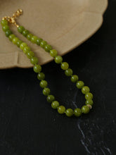 Load image into Gallery viewer, Olive Green Jade Beaded Necklace
