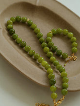 Load image into Gallery viewer, Olive Green Jade Beaded Necklace
