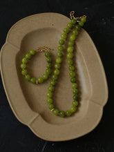 Load image into Gallery viewer, Olive Green Jade Beaded Necklace
