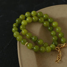 Load image into Gallery viewer, Olive Green Jade Beaded Necklace
