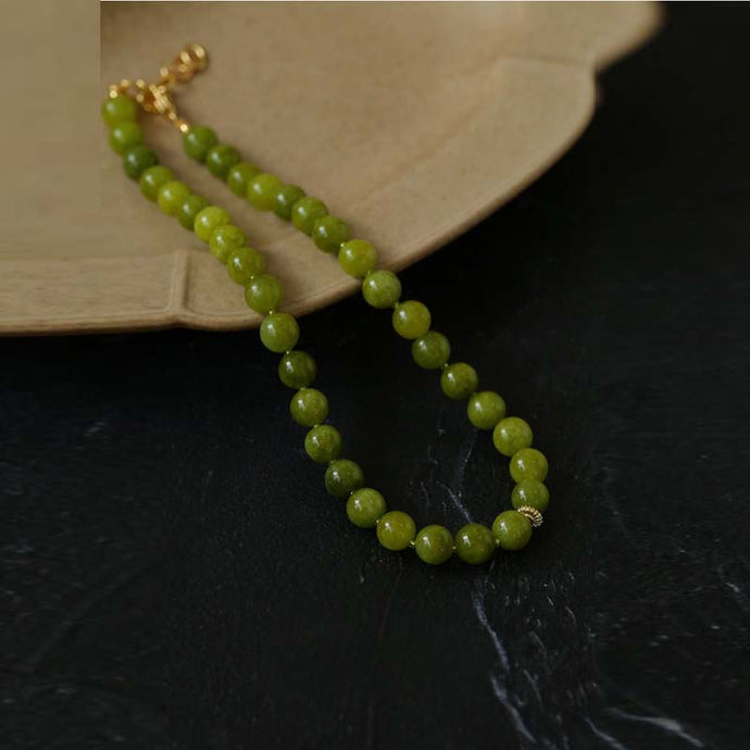 Olive Green Jade Beaded Necklace
