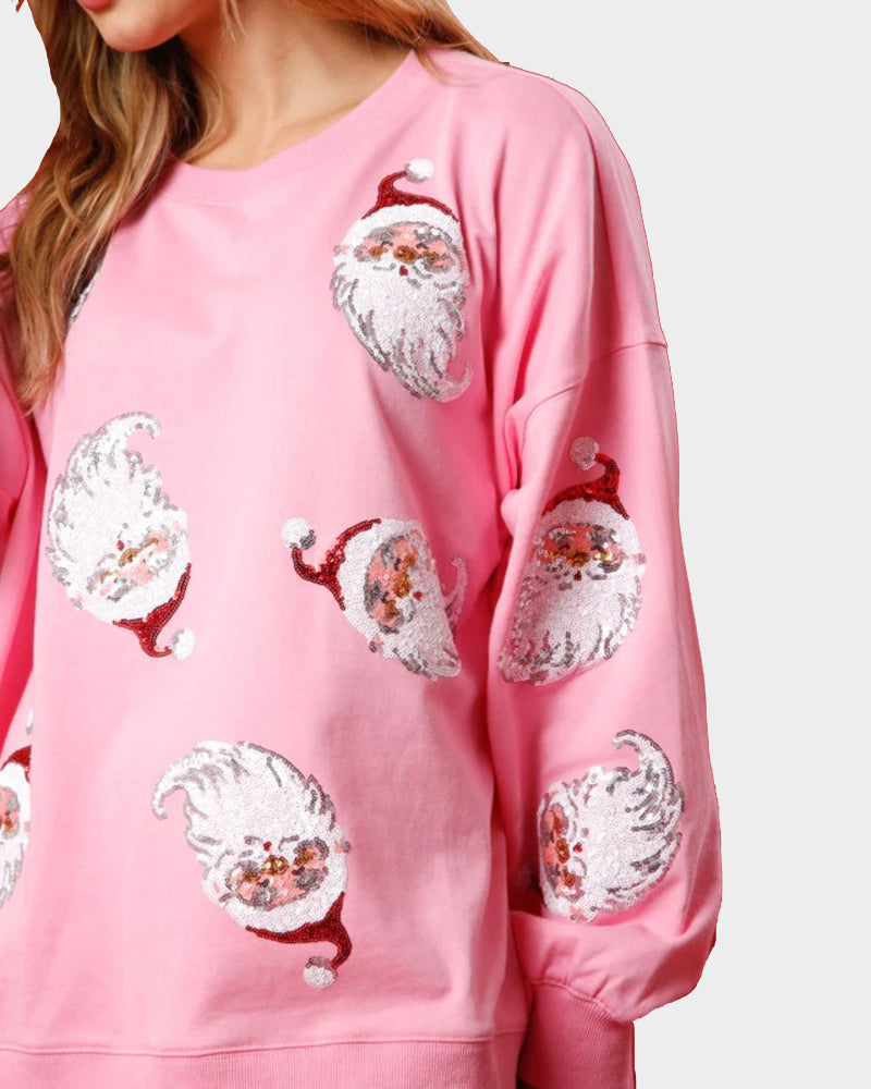 Christmas Sequin Santa French Terry Sweatshirt