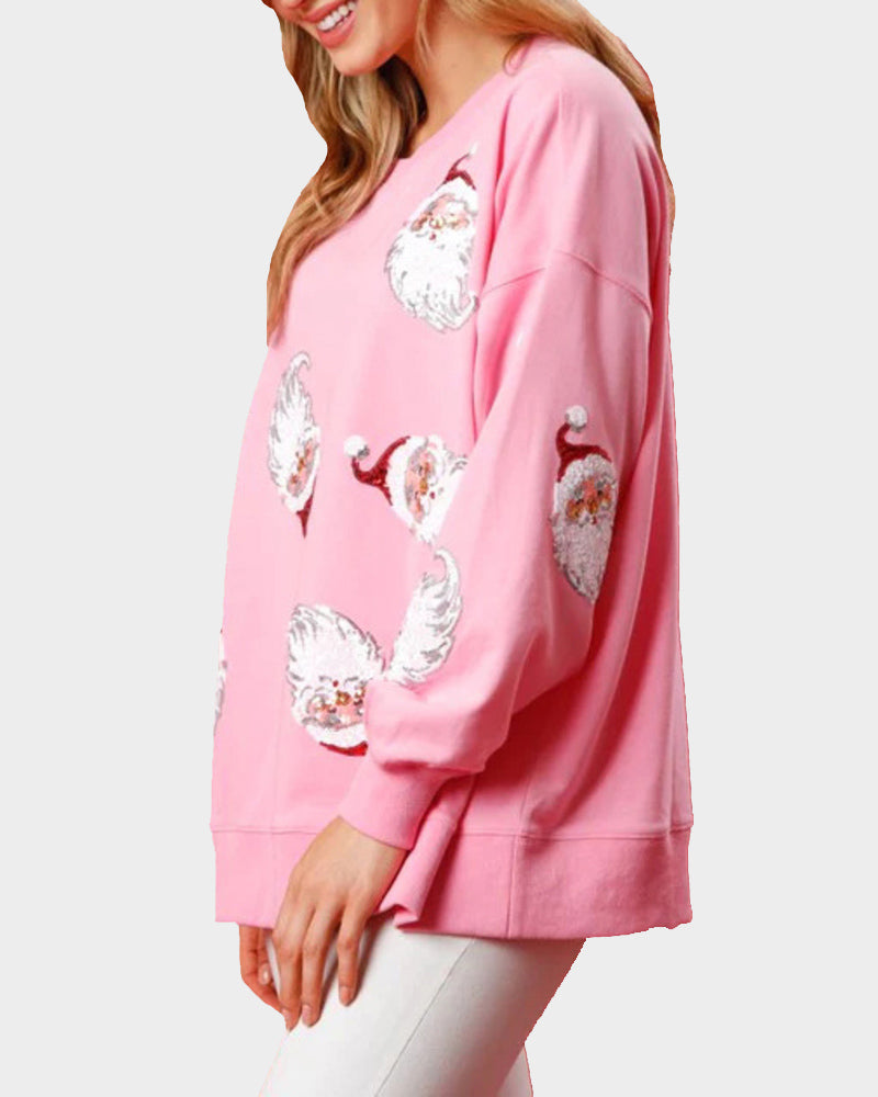 Christmas Sequin Santa French Terry Sweatshirt