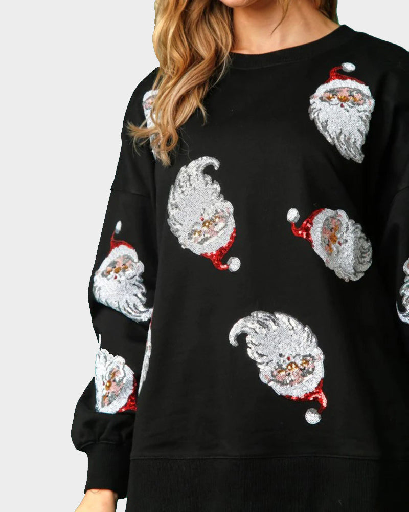Christmas Sequin Santa French Terry Sweatshirt