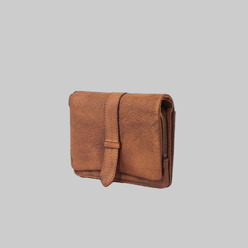 Brown leather wallet on a white background