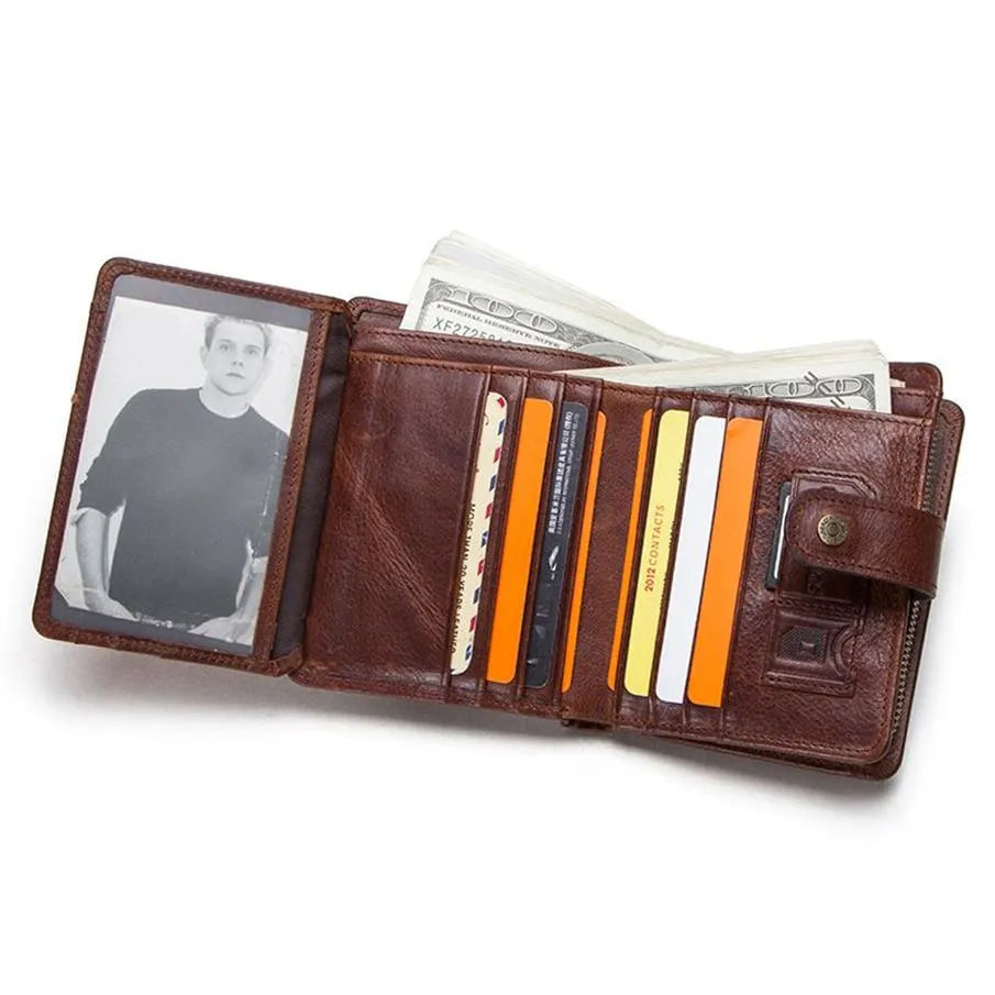 Personalized Genuine Leather Wallets Zipper Coin Purse