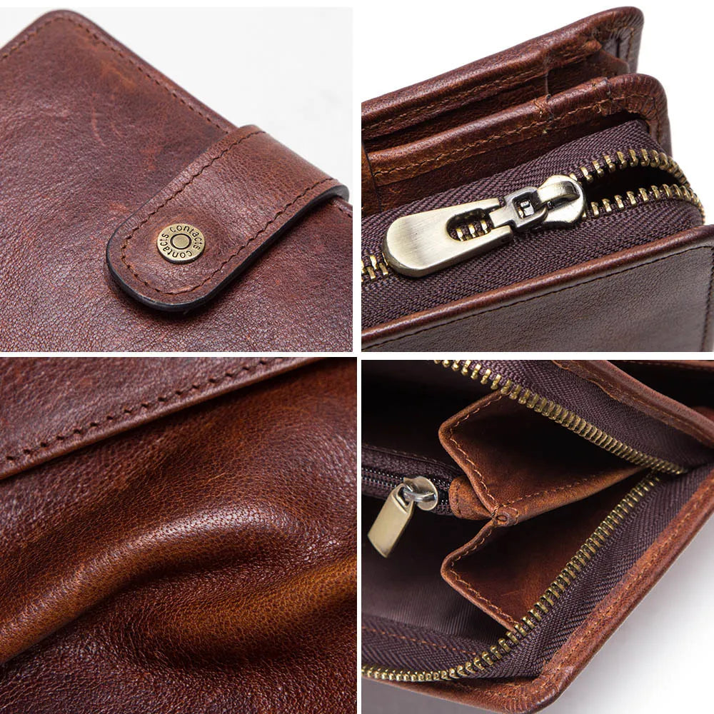 Personalized Genuine Leather Wallets Zipper Coin Purse