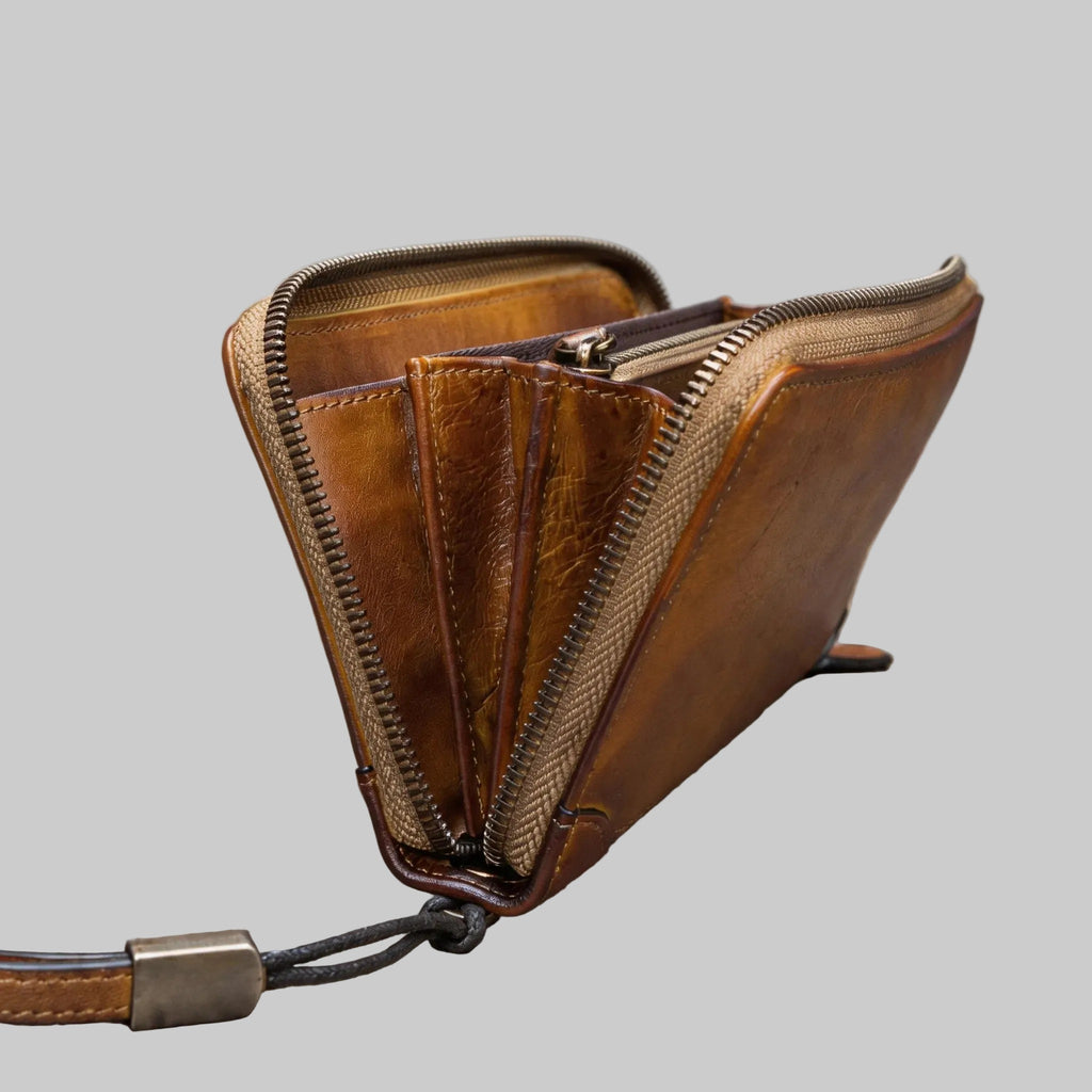 Personalized Zip-Around Long Wallet Clutch Purse with Wrist Strap