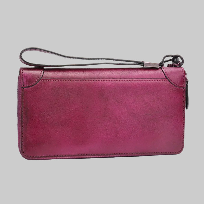 Personalized Zip-Around Long Wallet Clutch Purse with Wrist Strap