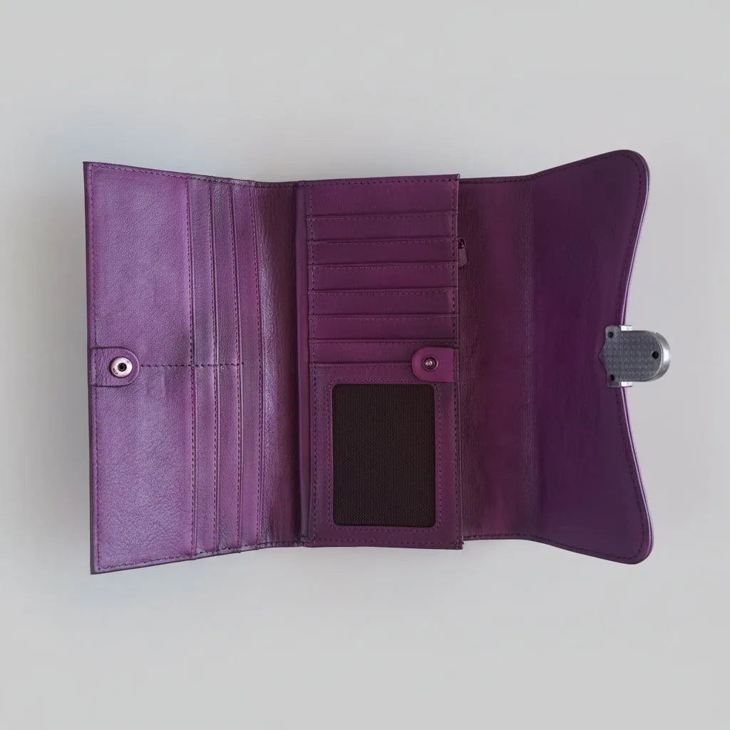 Purple wallet on a white background