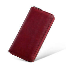 Load image into Gallery viewer, Handmade Long Leather Wallet Purse Large Capcity Multi Cards Zipper Soft Clutch for Women
