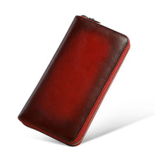 Load image into Gallery viewer, Handmade Long Leather Wallet Purse Large Capcity Multi Cards Zipper Soft Clutch for Women
