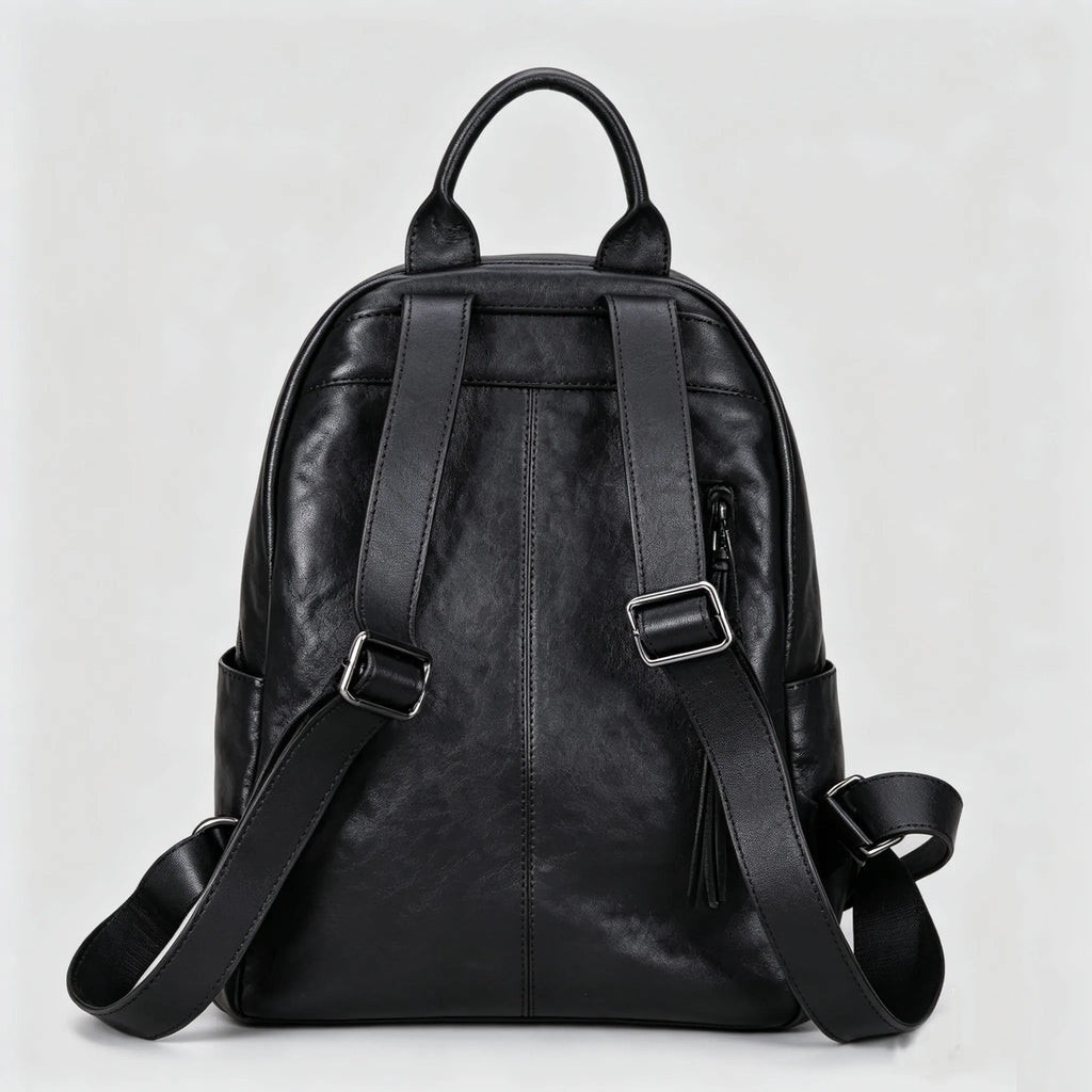 Retro Distressed Large School Leather Backpack