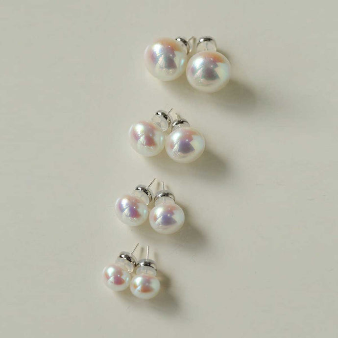 Round Steamed Bun Pearl Stud Earrings