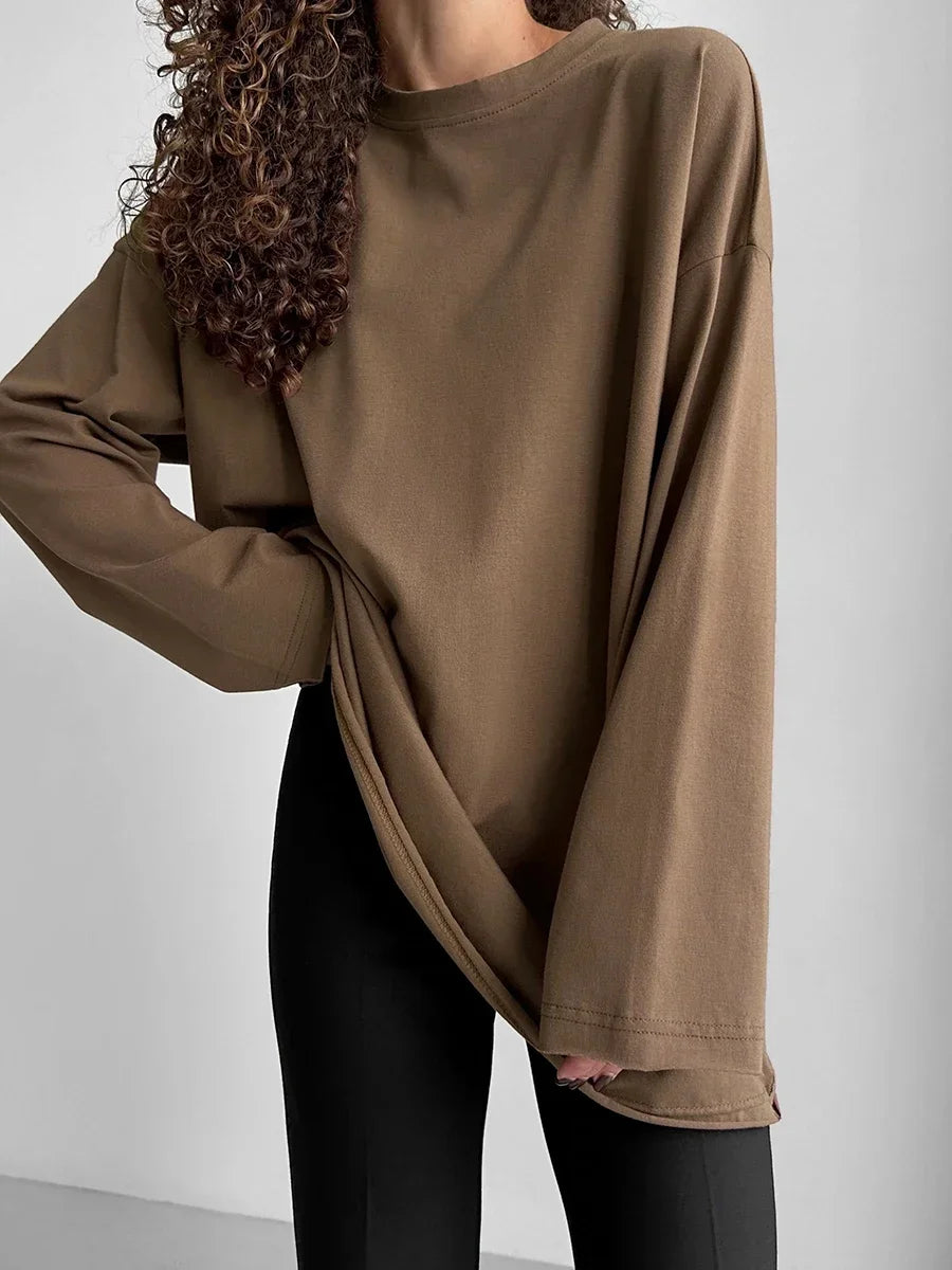 Casual Loose Cotton Long Sleeve T- Shirt
