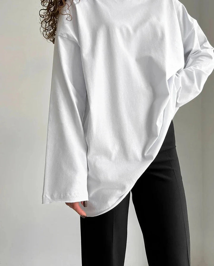 Casual Loose Cotton Long Sleeve T- Shirt