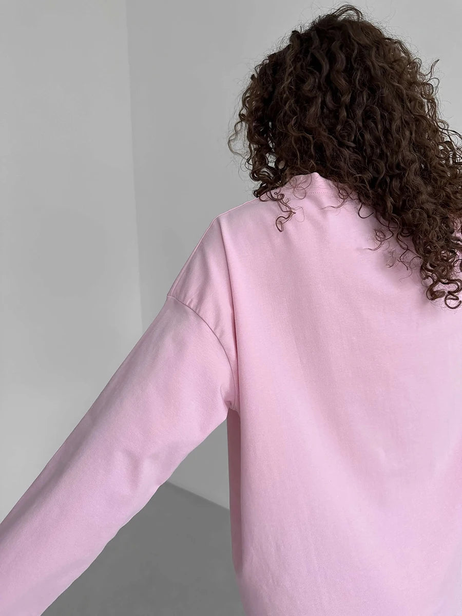 Casual Loose Cotton Long Sleeve T- Shirt