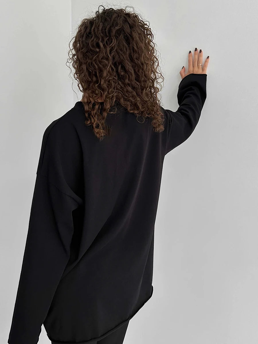 Casual Loose Cotton Long Sleeve T- Shirt