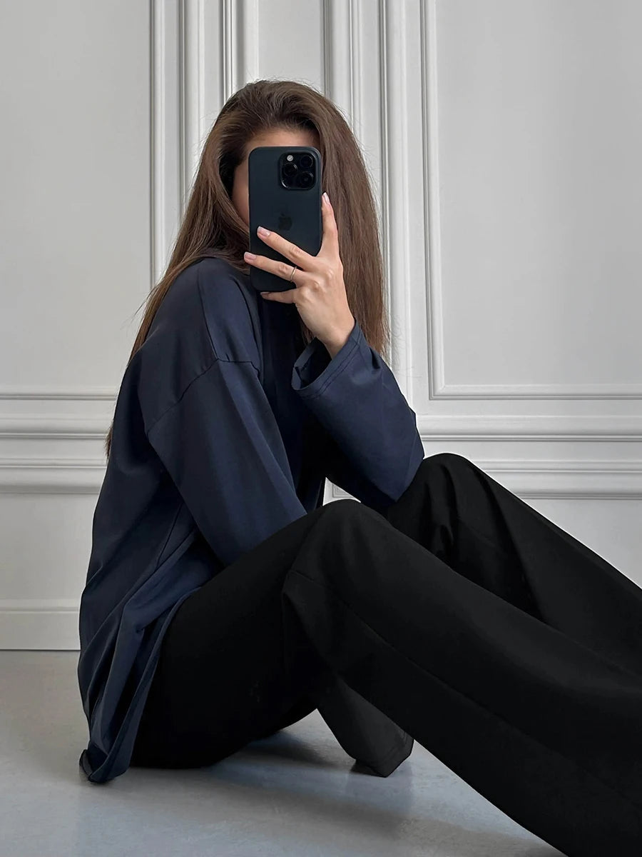 Casual Loose Cotton Long Sleeve T- Shirt