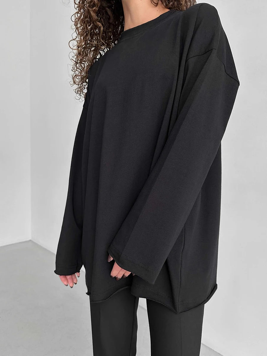 Casual Loose Cotton Long Sleeve T- Shirt