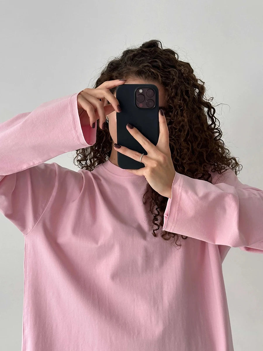 Casual Loose Cotton Long Sleeve T- Shirt
