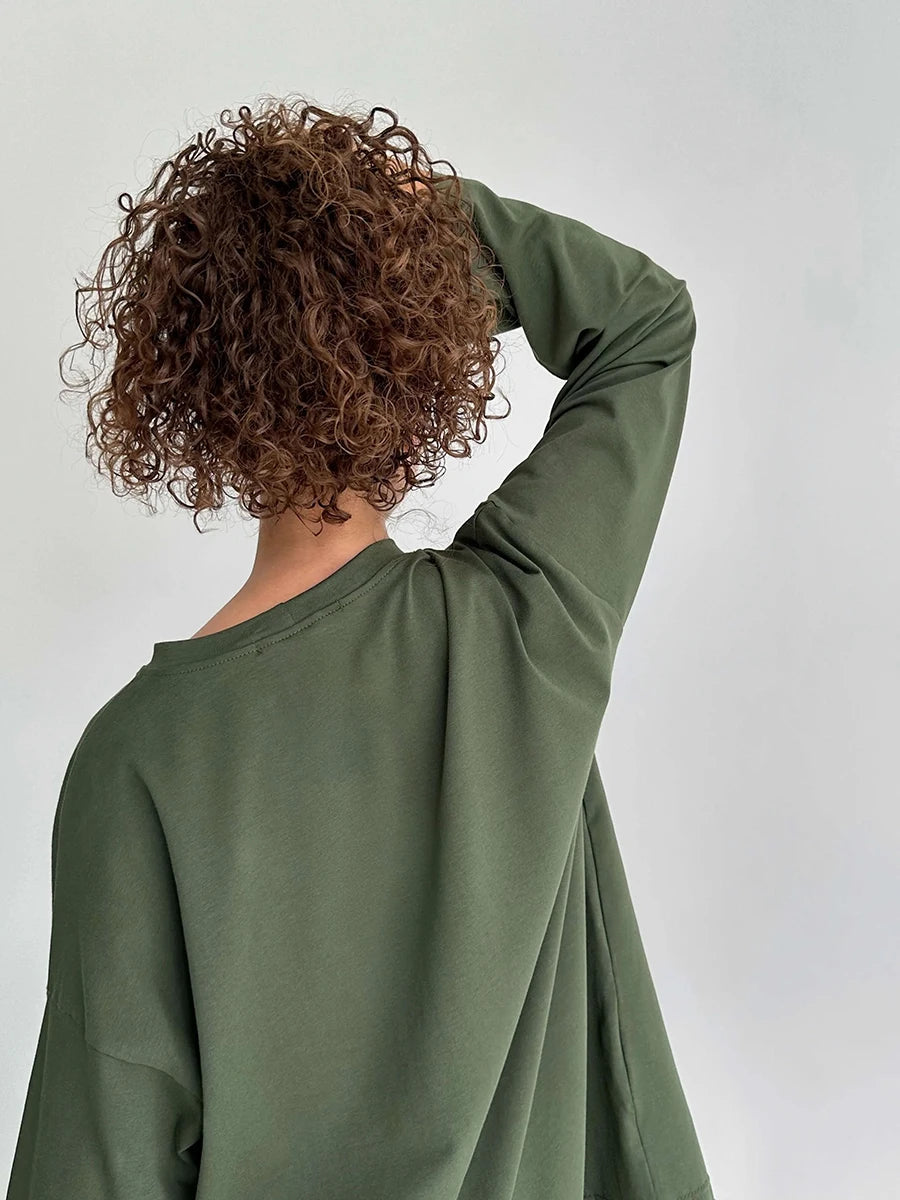 Casual Loose Cotton Long Sleeve T- Shirt