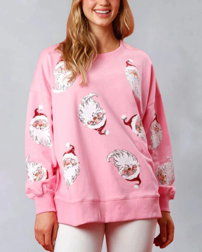 Christmas Sequin Santa French Terry Sweatshirt