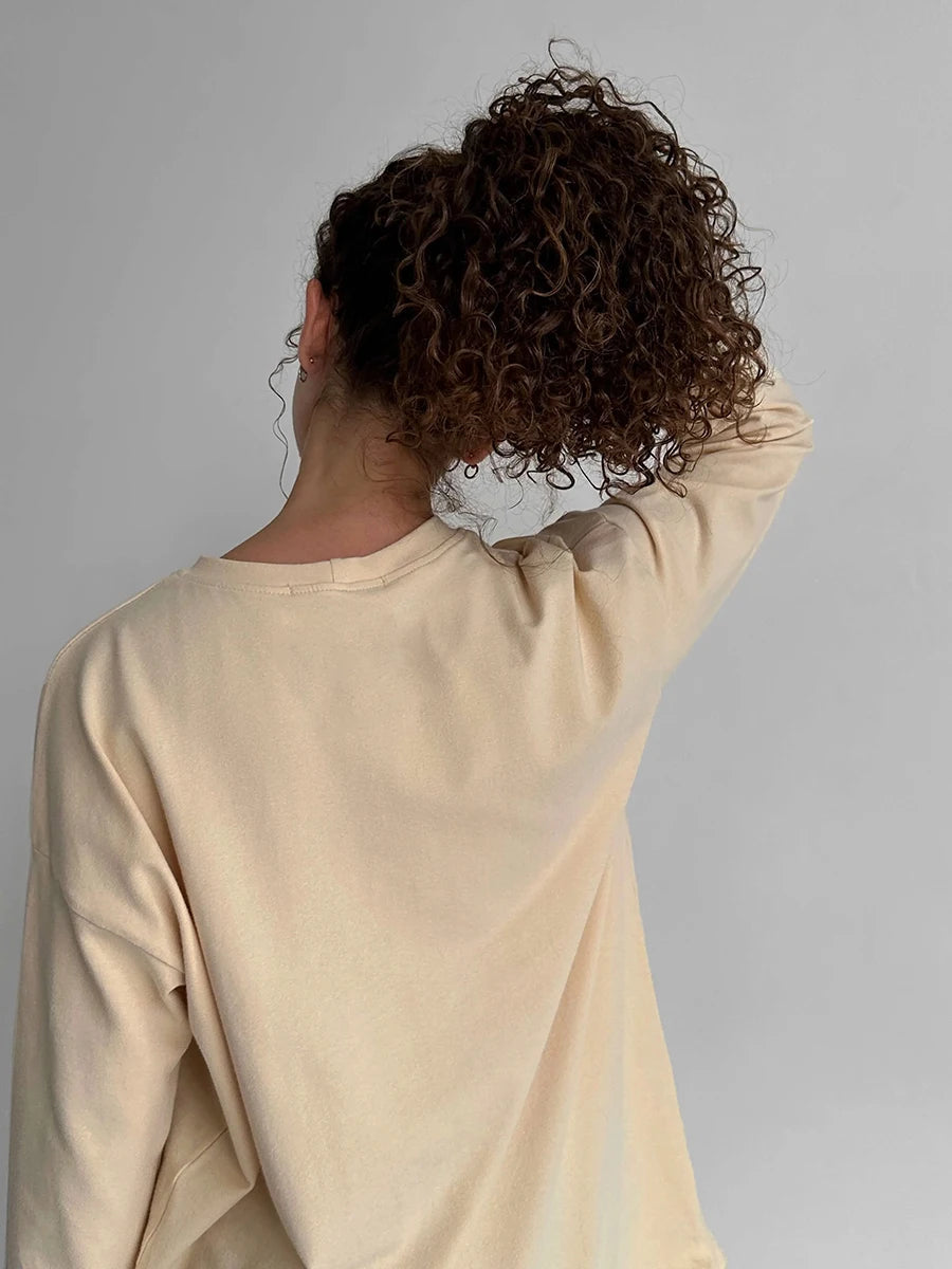 Casual Loose Cotton Long Sleeve T- Shirt