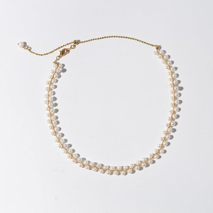 Seed Beads Natural Pearl Choker Necklace