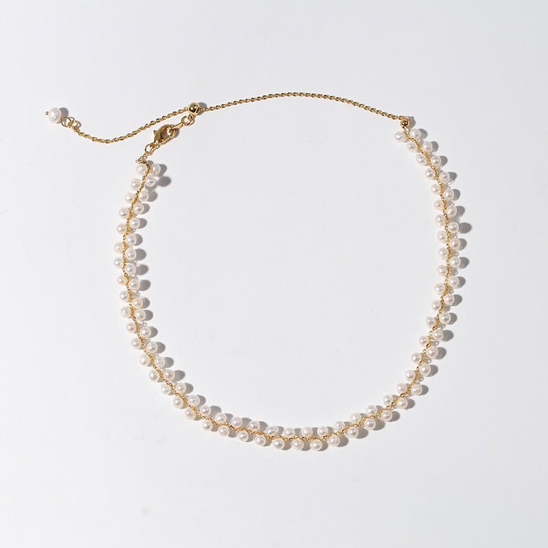 Seed Beads Natural Pearl Choker Necklace