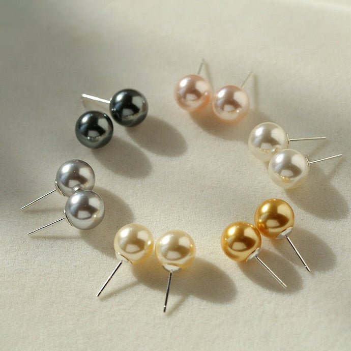 6/8/10/12/14mm Simple Artificial Pearl Stud Earrings