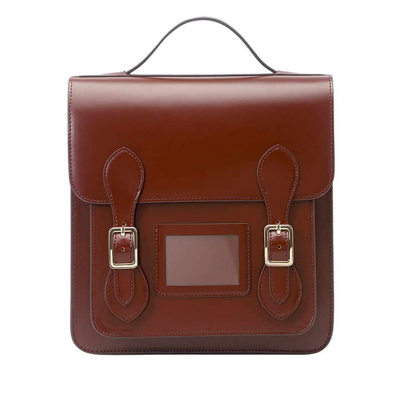 Black Small Ladies Square Leather Flap Backpack Purse Knapsack for Women