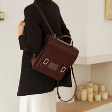 Load image into Gallery viewer, Black Small Ladies Square Leather Flap Backpack Purse Knapsack for Women
