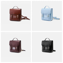 Load image into Gallery viewer, Black Small Ladies Square Leather Flap Backpack Purse Knapsack for Women
