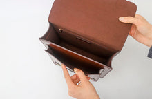 Load image into Gallery viewer, Black Small Ladies Square Leather Flap Backpack Purse Knapsack for Women

