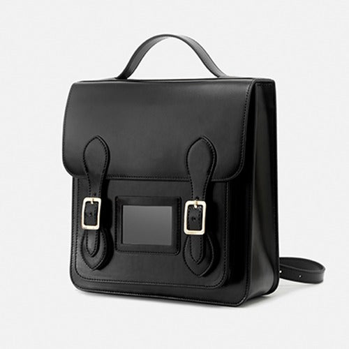 Black Small Ladies Square Leather Flap Backpack Purse Knapsack for Wom ...
