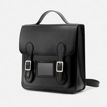 Load image into Gallery viewer, Black Small Ladies Square Leather Flap Backpack Purse Knapsack for Women
