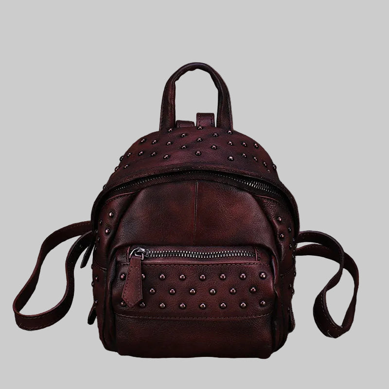 Small Rivets Leather Backpack Purse