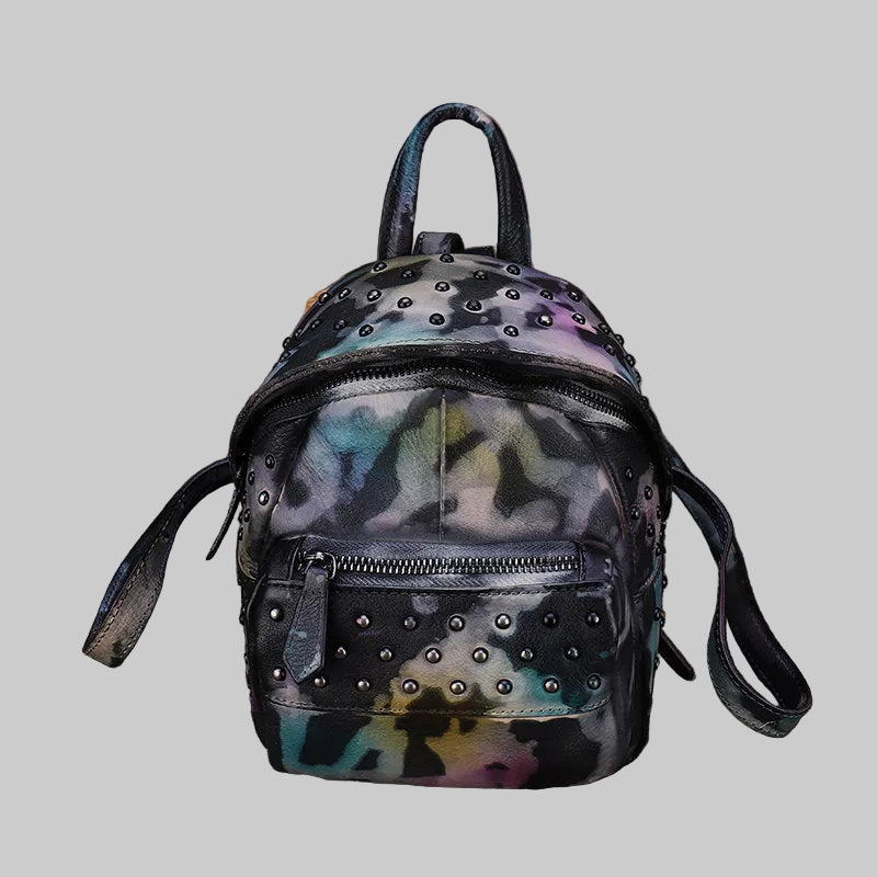 Small Rivets Leather Backpack Purse