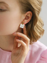 Load image into Gallery viewer, Square Checkerboard Geometric Pearl Mosaic Stud Earrings
