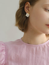 Load image into Gallery viewer, Square Checkerboard Geometric Pearl Mosaic Stud Earrings
