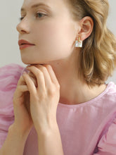 Load image into Gallery viewer, Square Checkerboard Geometric Pearl Mosaic Stud Earrings
