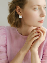 Load image into Gallery viewer, Square Checkerboard Geometric Pearl Mosaic Stud Earrings
