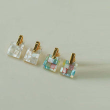 Load image into Gallery viewer, Square Checkerboard Geometric Pearl Mosaic Stud Earrings
