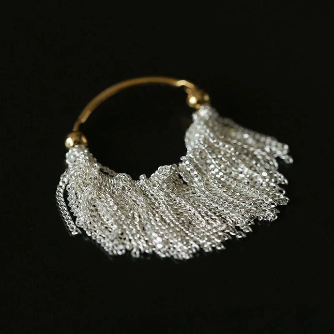 Statement Silver Fringe Tassel Ring